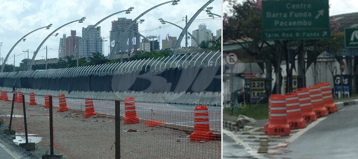 Super cones no Sambódromo e marginal Tiête